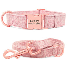 Load image into Gallery viewer, pink personalized dog collar leash set